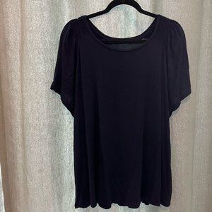 Kohl's Evri Blouse Ribbed Shoulder Color/Navy Blue Size/1X